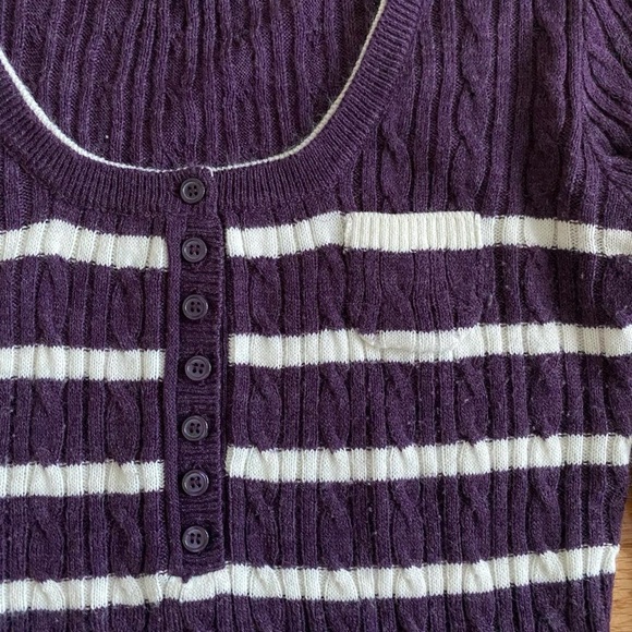 Y2k Abercrombie & Fitch Inspired Preppy Ribbed Lightweight Sweater Top - Picture 3 of 5